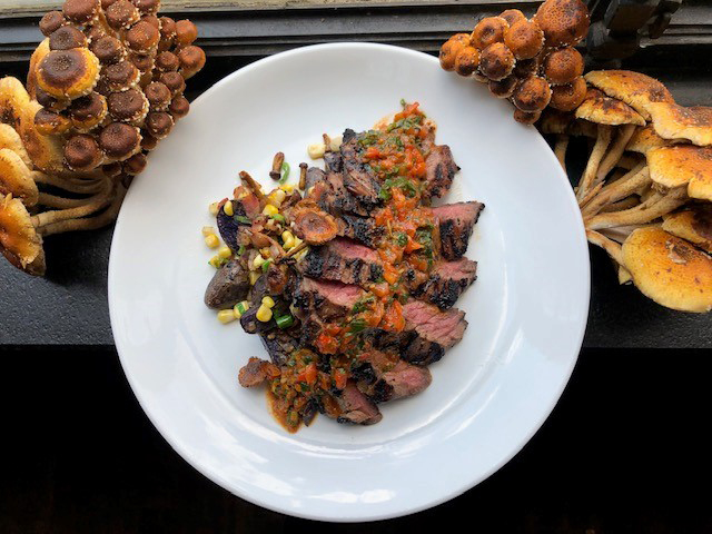 Koji Rubbed Australian Skirt Steak with Purple Potato Hash